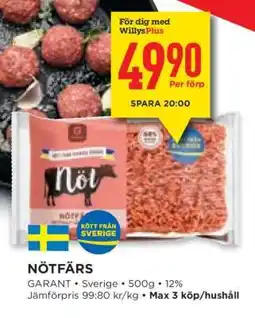 Willys Nötfärs erbjuda