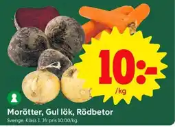 ICA Supermarket Morötter, Gul lök, Rödbetor erbjuda