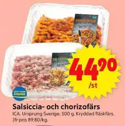 ICA Supermarket Salsiccia- och chorizofärs erbjuda