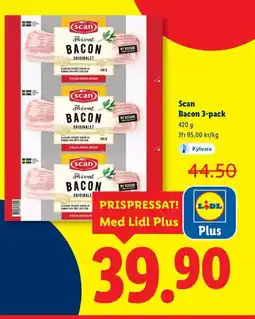 Lidl Scan Bacon 3-pack erbjuda