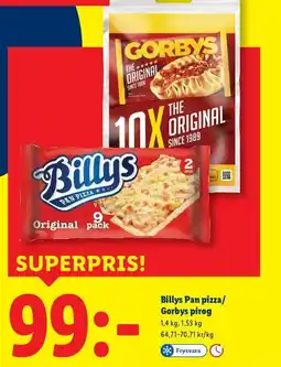 Lidl Billys Pan pizza/ Gorbys pirog erbjuda
