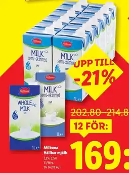 Lidl Milbona Hållbar mjölk erbjuda