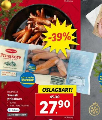 Lidl Svensk prinskorv erbjuda