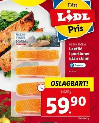 Lidl Laxfilé i portioner utan skinn erbjuda
