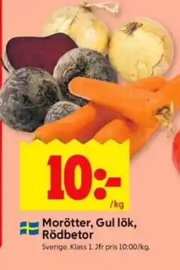 ICA Kvantum Morötter, Gul lök, Rödbetor erbjuda