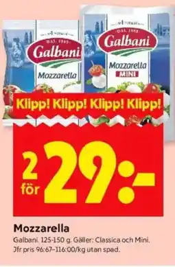 ICA Kvantum Galbani Mozzarella erbjuda