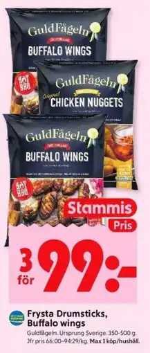 ICA Kvantum Guldfågeln Frysta Drumsticks, Buffalo wings erbjuda