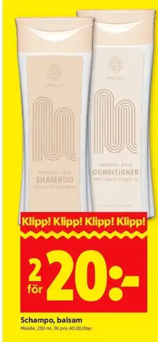 ICA Kvantum MIRELLE Schampo, balsam erbjuda