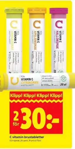 ICA Kvantum ICA C vitamin brustabletter erbjuda