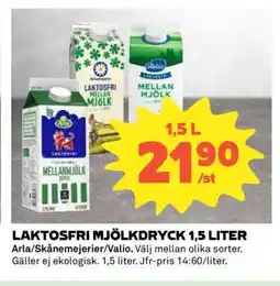 Coop Laktosfri mjölkdryck 1,5 liter erbjuda
