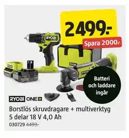 Jula Borstlös skruvdragare + multiverktyg 5 delar 18 V 4,0 Ah, SEK 2499 erbjuda
