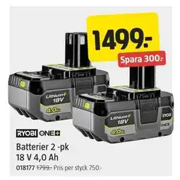 Jula Batterier 2 -pk 18 V 4,0 Ah, SEK 1499 erbjuda