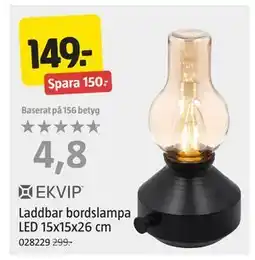 Jula Laddbar bordslampa LED 15x15x26 cm, SEK 149 erbjuda