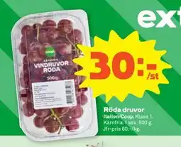 Stora Coop Röda druvor, SEK 30 erbjuda