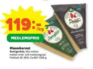 Stora Coop Klassikerost, Medlemspris erbjuda