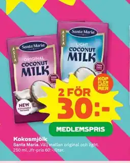 Stora Coop Kokosmjölk, Medlemspris erbjuda