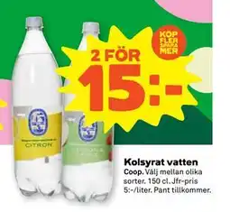 Stora Coop Kolsyrat vatten, SEK 15 erbjuda