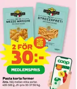 Stora Coop Pasta korta former, Medlemspris erbjuda