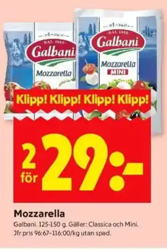 ICA Kvantum Mozzarella erbjuda