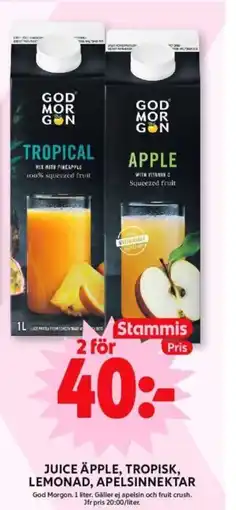 ICA Supermarket JUICE ÄPPLE, TROPISK, LEMONAD, APELSINNEKTAR erbjuda