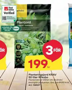 Byggmax Planteringsjord KRAV 50 liter Wiksbo, SEK 199 erbjuda
