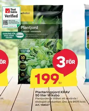 Byggmax Planteringsjord KRAV 50 liter Wiksbo, SEK 199 erbjuda
