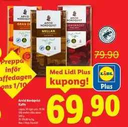 Lidl Arvid Nordqvist Kaffe, Pris i appen erbjuda