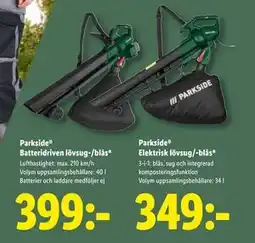 Lidl Parkside Batteridriven lövsug-/blås, SEK 399 erbjuda