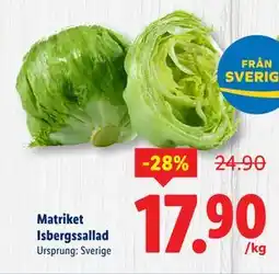 Lidl Matriket Isbergssallad, SEK 17.9 erbjuda