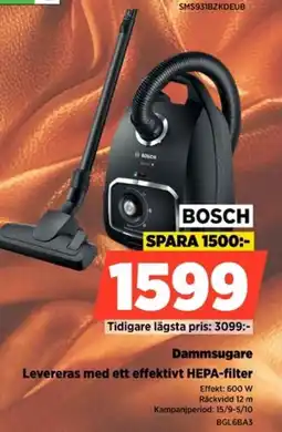 Power BOSCH Dammsugare Levereras med ett effektivt HEPA-filter erbjuda