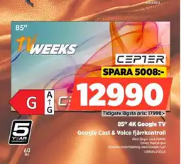 Power CEPTER 85" 4K Google TV Google Cast & Voice fjärrkontroll erbjuda