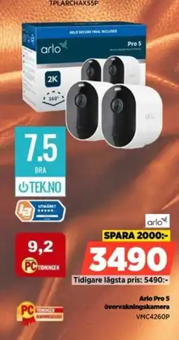 Power Arlo Pro 5 övervakningskamera erbjuda