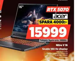 Power Acer Nitro V 16 Snabb 180 Hz display erbjuda