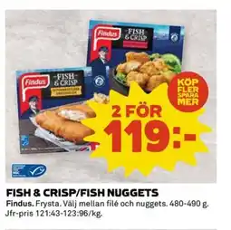 Coop FINDUS Fish & crisp/fish nuggets erbjuda