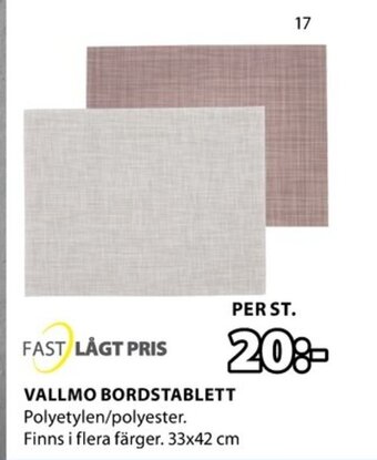 JYSK Vallmo Bordstablett erbjuda