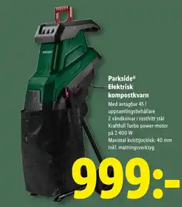 Lidl ParksideⓇ Elektrisk kompostkvarn erbjuda
