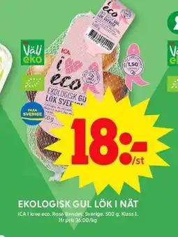 ICA Maxi Ekologisk gul lök i nät erbjuda