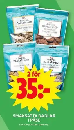 ICA Maxi Smaksatta dadlar i påse erbjuda
