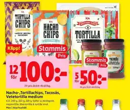 ICA Kvantum Nacho-, Tortillachips, Tacosås, Vetetortilla medium erbjuda