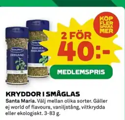 Coop Kryddor i småglas erbjuda