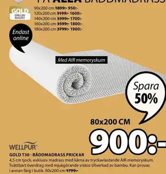 JYSK Gold T30 - Bäddmadrass Prickar 80x200cm erbjuda