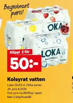 City Gross Kolsyrat vatten, SEK 50 erbjuda