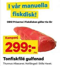City Gross Tonfiskfilé gulfenad, SEK 299 erbjuda