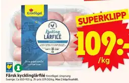 ICA Supermarket Färsk kycklinglårfilé erbjuda