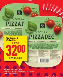Willys Färsk pizzadeg erbjuda