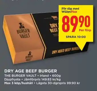 Willys Dry age beef burger erbjuda