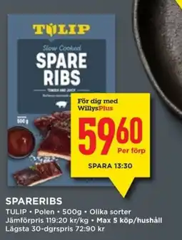 Willys Spare ribs erbjuda
