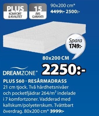 JYSK Plus S60 - Resårmadrass erbjuda