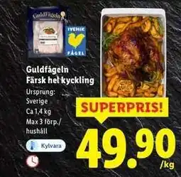 Lidl Guldfågeln färsk hel kyckling erbjuda