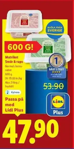 Lidl MATRIKET Smör & raps erbjuda